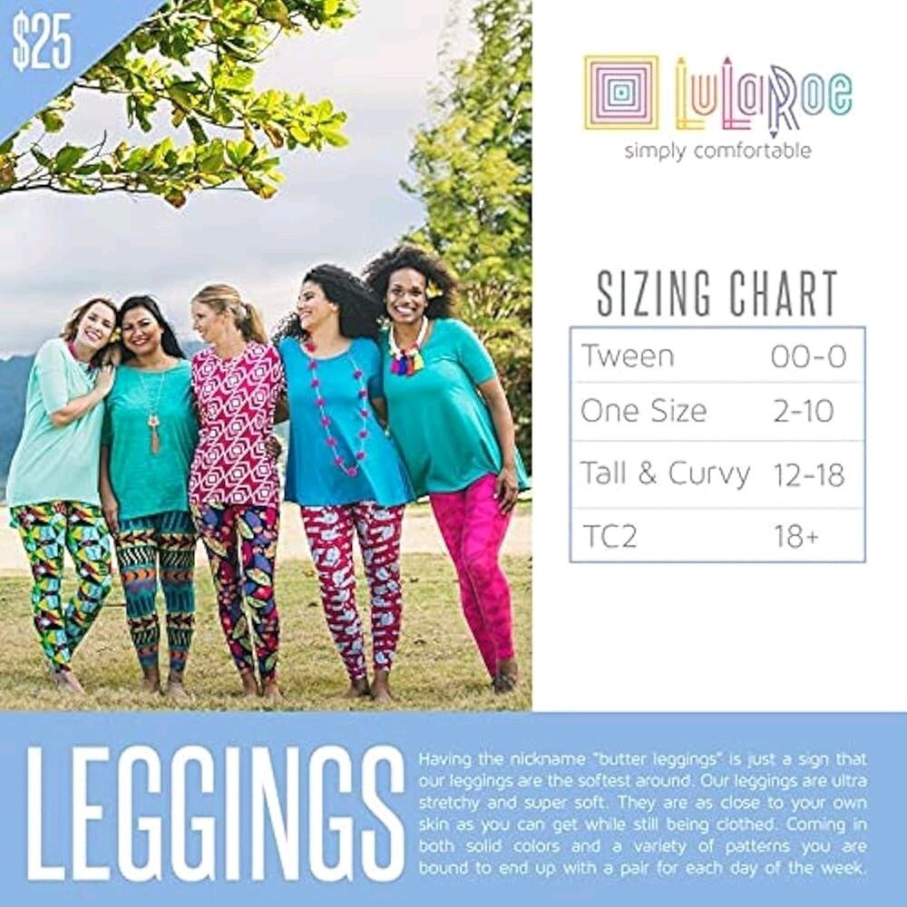 LuLaRoe Leggings One Size NWOT Geometric Flowers NEW OS - Picture 3 of 3